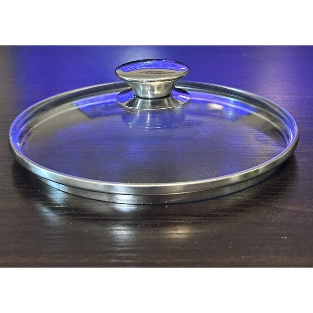 Wolfgang Puck 7.5” Tempered Glass Replacement Lid Only Stainless Steel Rim Knob